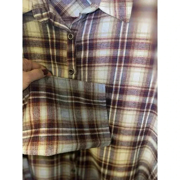 ANDREE By Unit Plaid Flannel Ombre Button Up Shirt Women’s Size Medium Boho - Picture 2 of 5